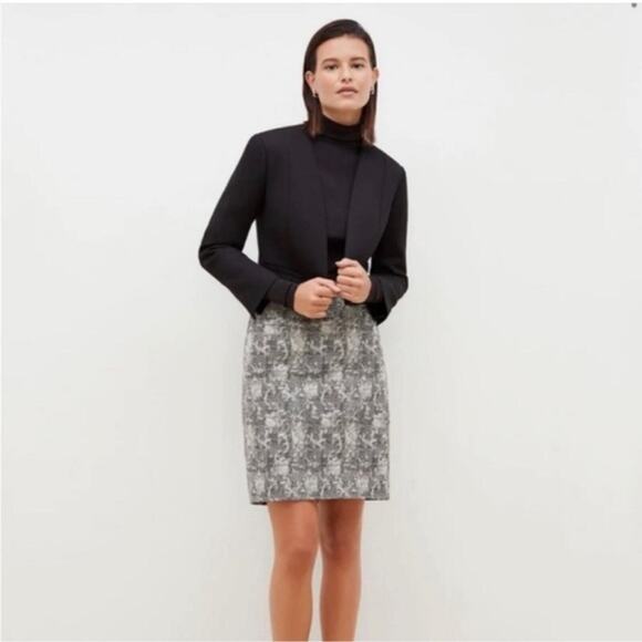 MM LaFleur Noho Lined Pencil Skirt in Black White Crackle Size 0P - Picture 1 of 14